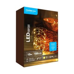   Modee Karácsonyi LED Füzér Réz Elemes (100LED/10m/10cm) warm